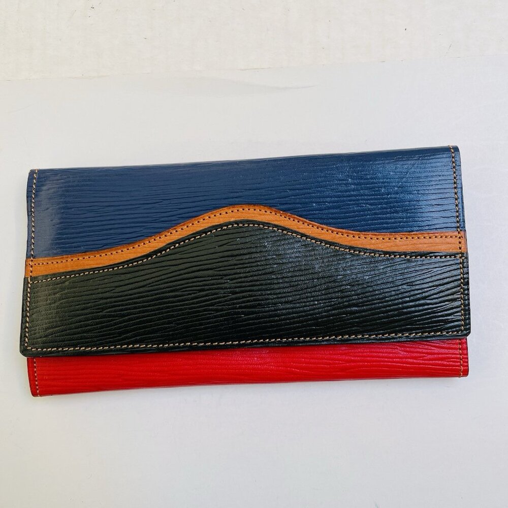 Vintage Leather Slim Card Tri Fold Envelope Rectangle Lightweight Multicolor